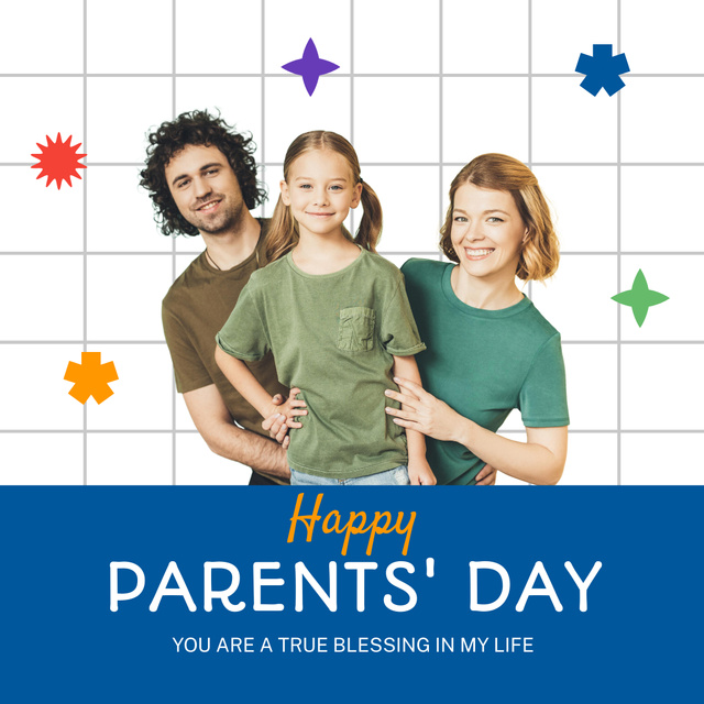 Happy Parent's Day Greeting In White Instagram Design Template