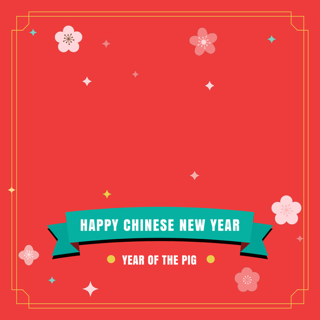 Happy Chinese Pig New Year Animated Postデザインテンプレート