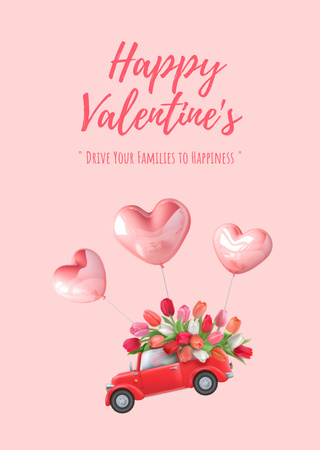 Cute Valentine's Day Greeting Card Postcard A6 Vertical Design Template