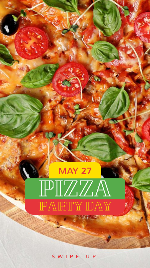 Pizza Party Day hot dish Instagram Story Tasarım Şablonu