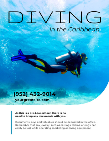 Scuba Diving Ad Poster 8.5x11in Design Template
