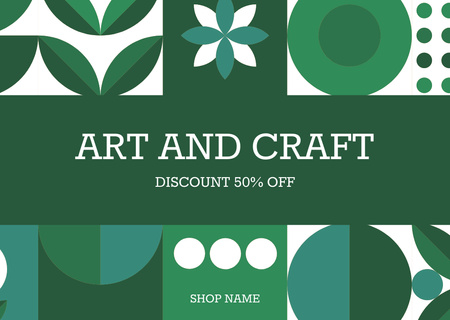 Art And Craft Shop Offer With Floral Pattern Card Design Template