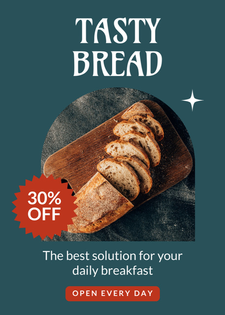 Tasty Bread Sale Ad on Green Flayer tervezősablon