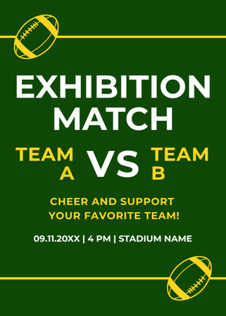 Exhibition Rugby Match Announcement Flayer Design Template