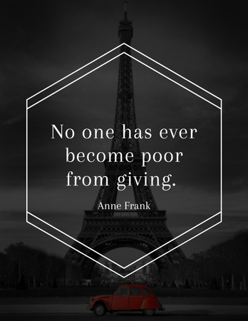 Charity Quote on Eiffel Tower view Flyer 8.5x11in Design Template