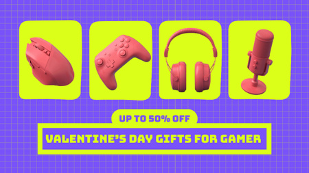 Ontwerpsjabloon van Youtube Thumbnail van Gamer Gadgets Sale for Valentine's Day