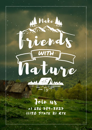 Nature Quote Scenic Mountain View Flyer A6 Design Template