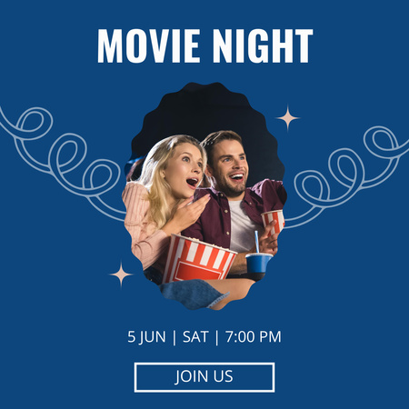 Movie Night with Couple Watching  Instagram Design Template