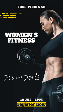 Energy Woman with Dumbbells in Fitness Club Instagram Story Design Template