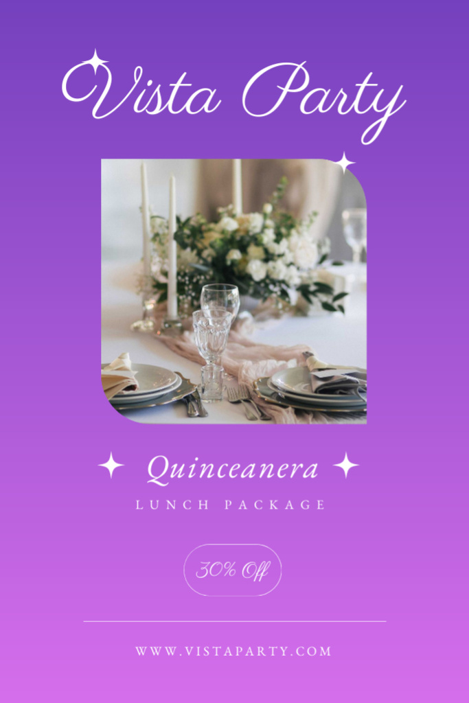 Quinceañera Party Invitation Flyer 4x6in Design Template