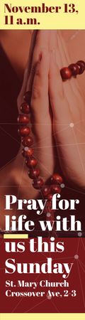 Invitation to Pray for Life with Woman Holding Rosary Skyscraper Šablona návrhu