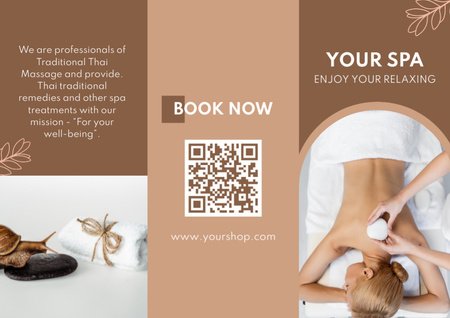 Template di design Promozione centro massaggi con donna attraente Brochure