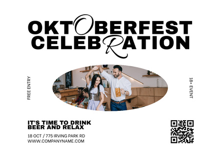 Modèle de visuel Annonce de l'événement enchanteur de l'Oktoberfest avec un couple dansant - Flyer A6 Horizontal