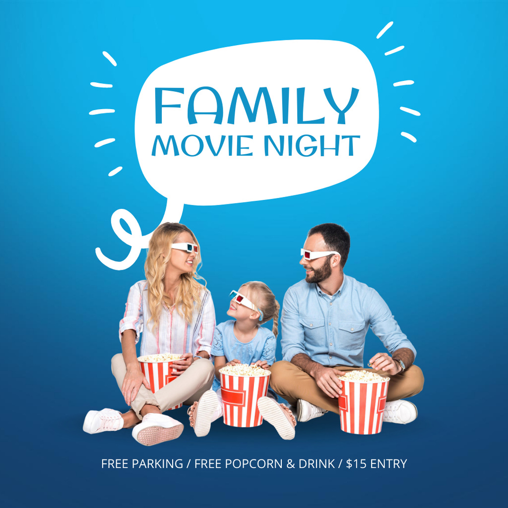 Family Movie Night Announcement Instagram – шаблон для дизайна