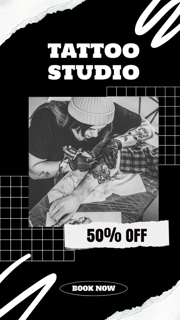 Skin Ink Tattoo Studio Service With Discount Instagram Story Design Template