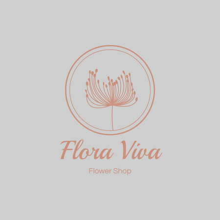 Illustration of Cute Flower for Flower Shop Logo 1080x1080pxデザインテンプレート