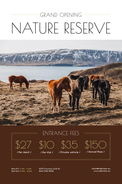 Nature Reserve Opening Announcement with Herd of Horses Pinterestデザインテンプレート