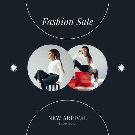 Female Fashion Clothes Sale with African American Woman with Dreadlocks Instagram Modelo de Design