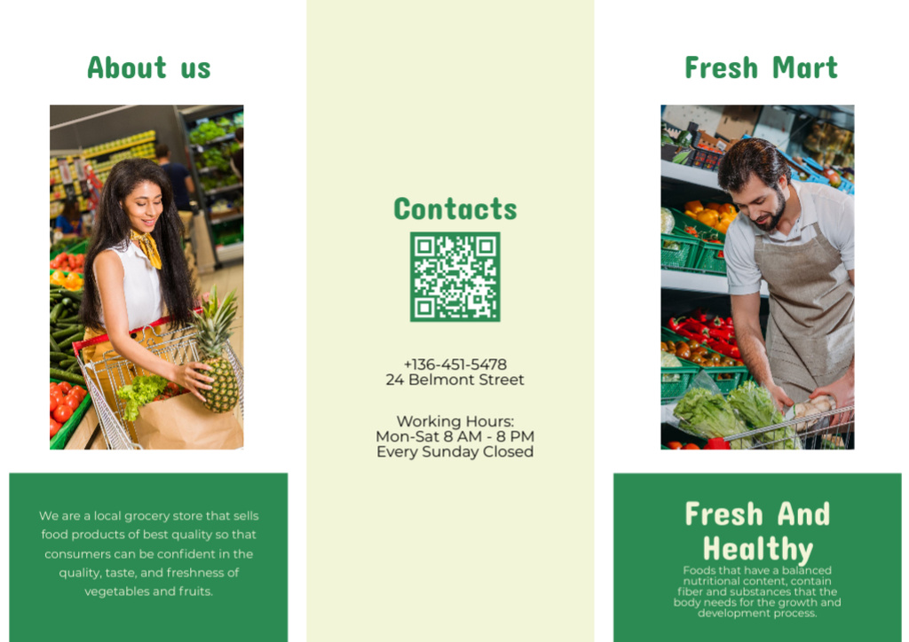 Announcement of Sale of Fresh Fruits and Vegetables Brochureデザインテンプレート