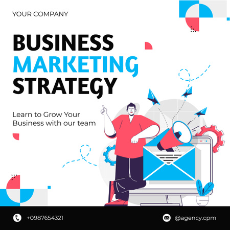 Üzleti és marketingstratégia szolgáltatások LinkedIn post tervezősablon