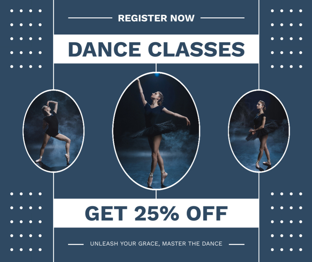 Dance Classes Ad with Offer of Discount Facebook Design Template