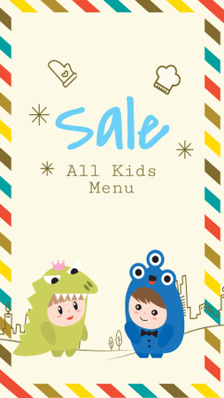 Kids menu offer with Children in costumes Instagram Story Design Template