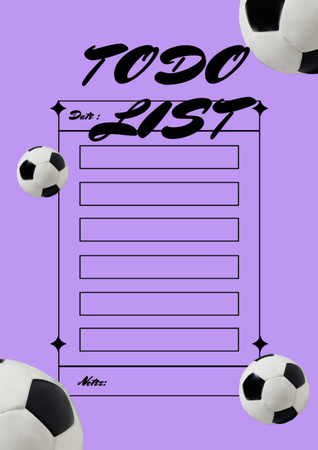 Ontwerpsjabloon van Schedule Planner van Sportplanner met voetbalballen op paars