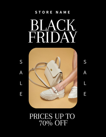 Female Shoes Sale on Black Friday Flyer 8.5x11in Design Template