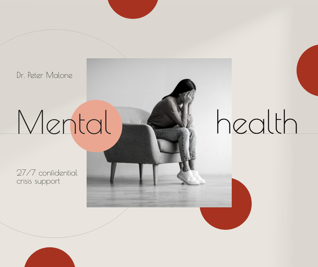 Woman suffering from Mental Health Problems Facebook Modelo de Design