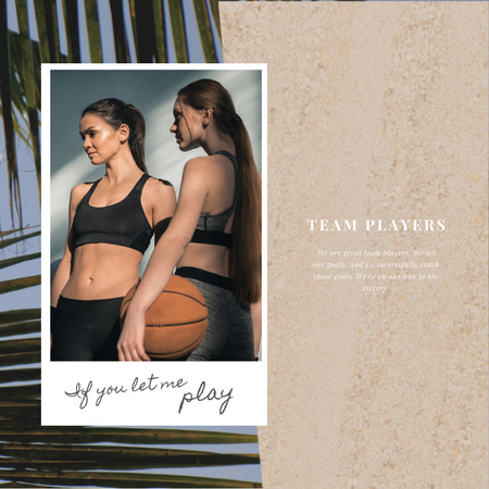 Designvorlage Sportinspiration mit Basketball spielenden Frauen für Animated Post