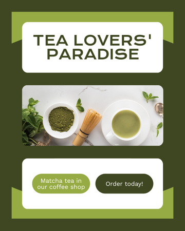 カップで絶品抹茶を提供する喫茶店 Instagram Post Verticalデザインテンプレート