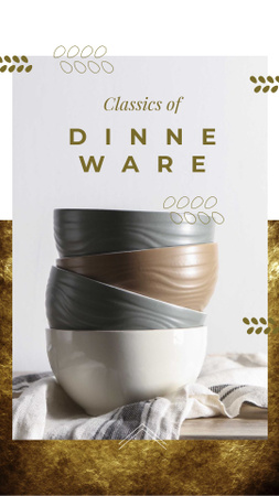 Designvorlage Dinnerware Offer with Ceramic Bowls für Instagram Story