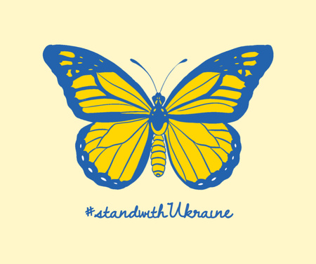 Butterfly in Ukrainian Flag Colors Facebook Design Template