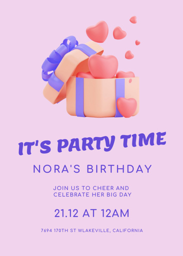 Birthday Party Announcement With Lemon Illustration 