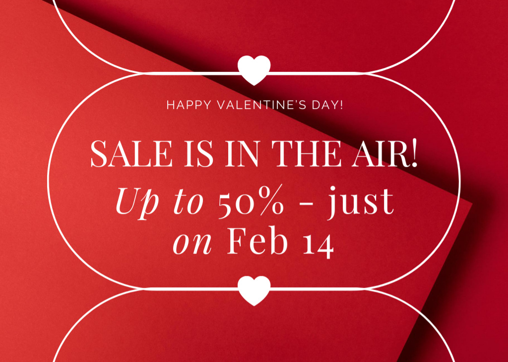 Sale Announcement With Discounts And Greetings on Valentine's Day Postcard 5x7inデザインテンプレート
