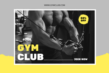 Gym Club Discount Offer Label Design Template