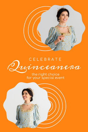 Announcement of Quinceañera Celebration In Orange Flyer 4x6in Design Template