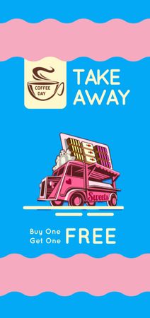 Bus with Coffee to-go offer Flyer DIN Large Design Template
