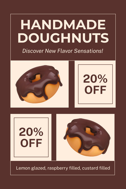 Ontwerpsjabloon van Pinterest van Discount Offer on Chocolate Glazed Donuts