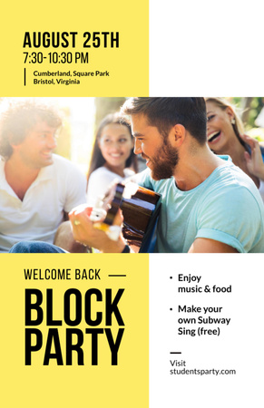 Friends at Block Party with Guitar Flyer 5.5x8.5in Design Template