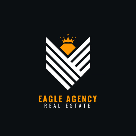 Real Estate Emblem on Black Logo 1080x1080pxデザインテンプレート