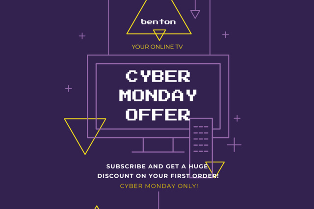 Szablon projektu Ad of Cyber Monday Sale on Purple Flyer 4x6in Horizontal