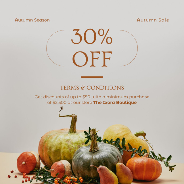 Autumn Season Sale of Vegetables Instagram Design Template