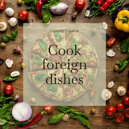 Foreign Dishes Cooking Inspiration with Vegetables Instagram Design Template