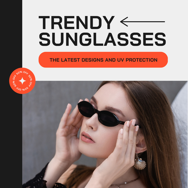 Sale of Trendy Sunglasses with UV Protection Instagram AD tervezősablon