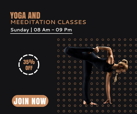 Designvorlage Besuchsangebot für Yoga- und Meditationskurse für Facebook