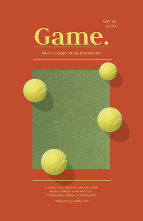 Plantilla de diseño de Anuncio del torneo de tenis universitario masculino Invitation 5.5x8.5in 