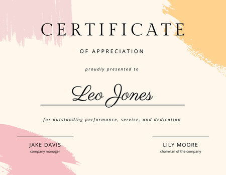Award of Appreciation for Outstanding Performance Certificate Design Template