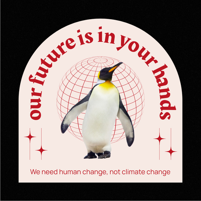 Global Warming Awareness with Penguin Instagram Design Template