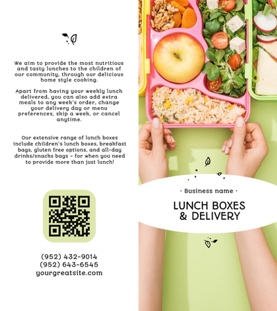 Varied School Food with Sandwiches And Delivery Brochure 9x8in Bi-fold Design Template
